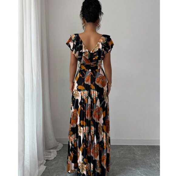 Autumn in Posh C 🍁 | Euro Style Rustic Whisper Maxi Dress with Ruffle Sleeves - Picture 5 of 11